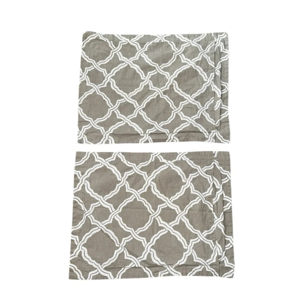 2 x Pottery‎ Barn Kendra Trellis Linen Cotton Standard Pillow Covers Shams
